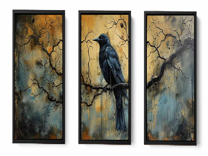 3 Panel Group Art  Bird Painting