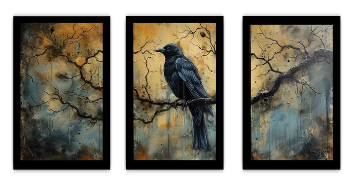 3 Panel Group Art  Bird Painting