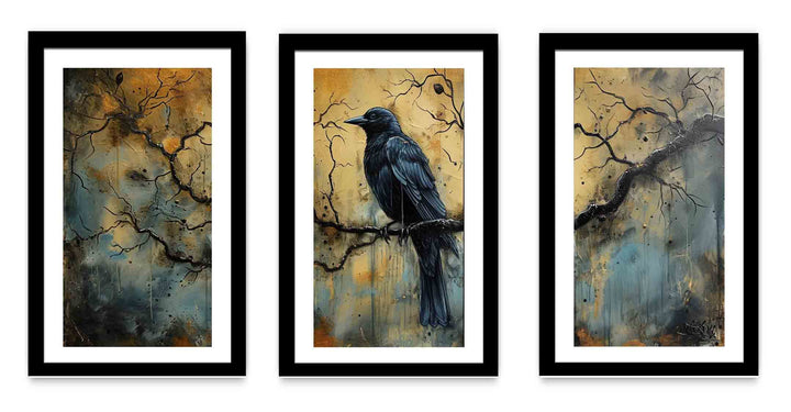 3 Panel Group Art  Bird Painting
