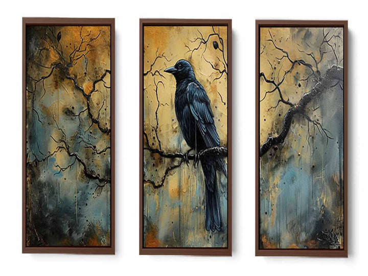 3 Panel Group Art  Bird Painting