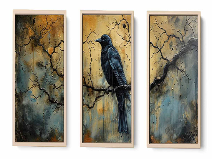 3 Panel Group Art  Bird Painting
