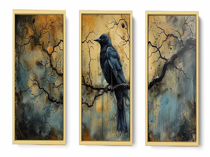 3 Panel Group Art  Bird Painting