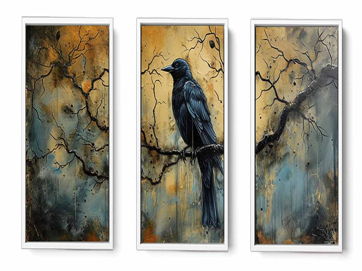 3 Panel Group Art  Bird Painting