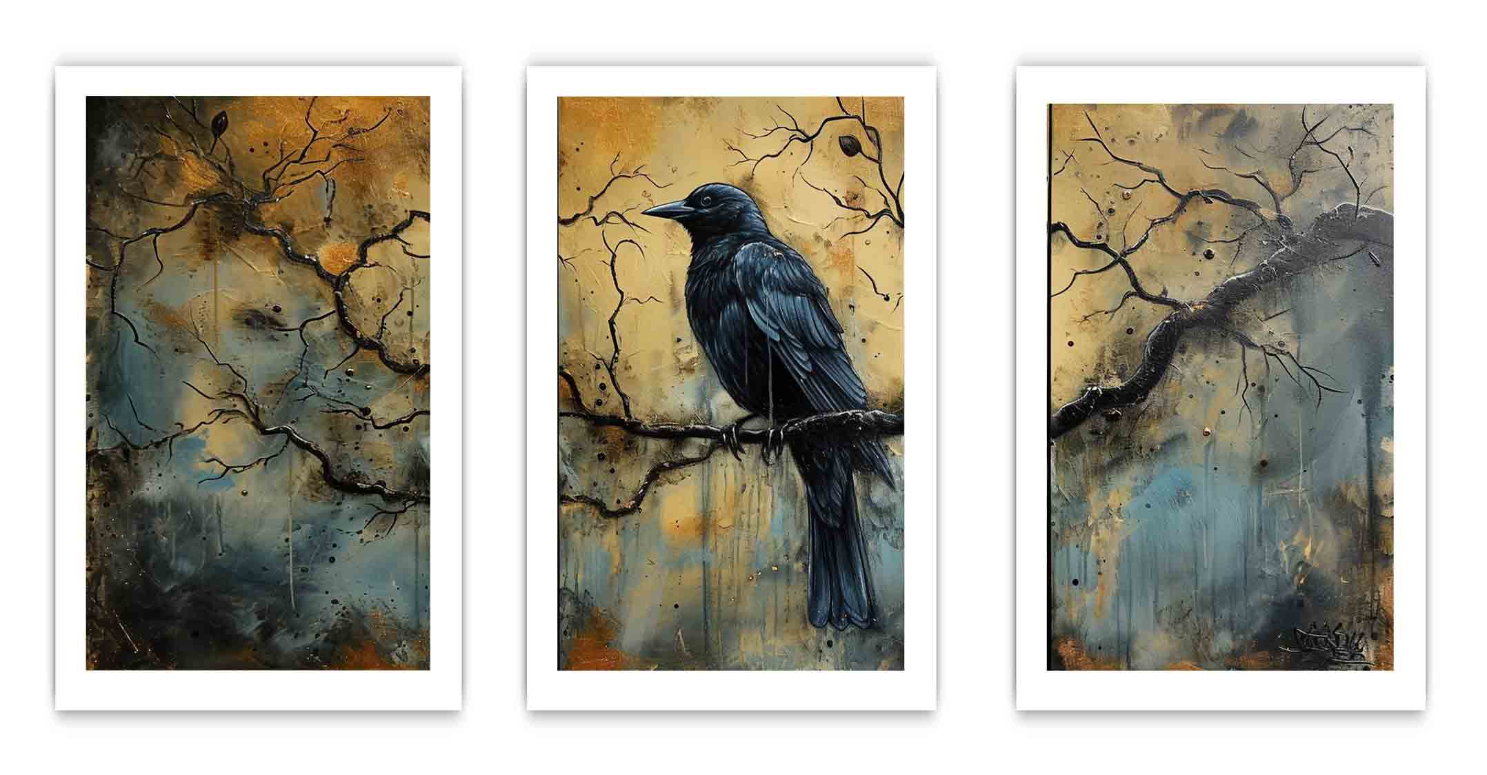 3 Panel Group Art  Bird Painting