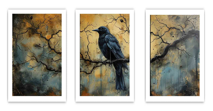 3 Panel Group Art  Bird Painting