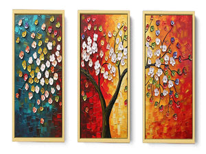 3 Panel Group Art  Flower  & Tree Painting
