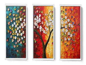 3 Panel Group Art  Flower  & Tree Painting