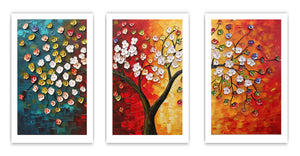 3 Panel Group Art  Flower  & Tree Painting