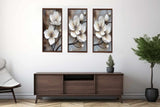 3 Panel White  Flower Painting artwork preview