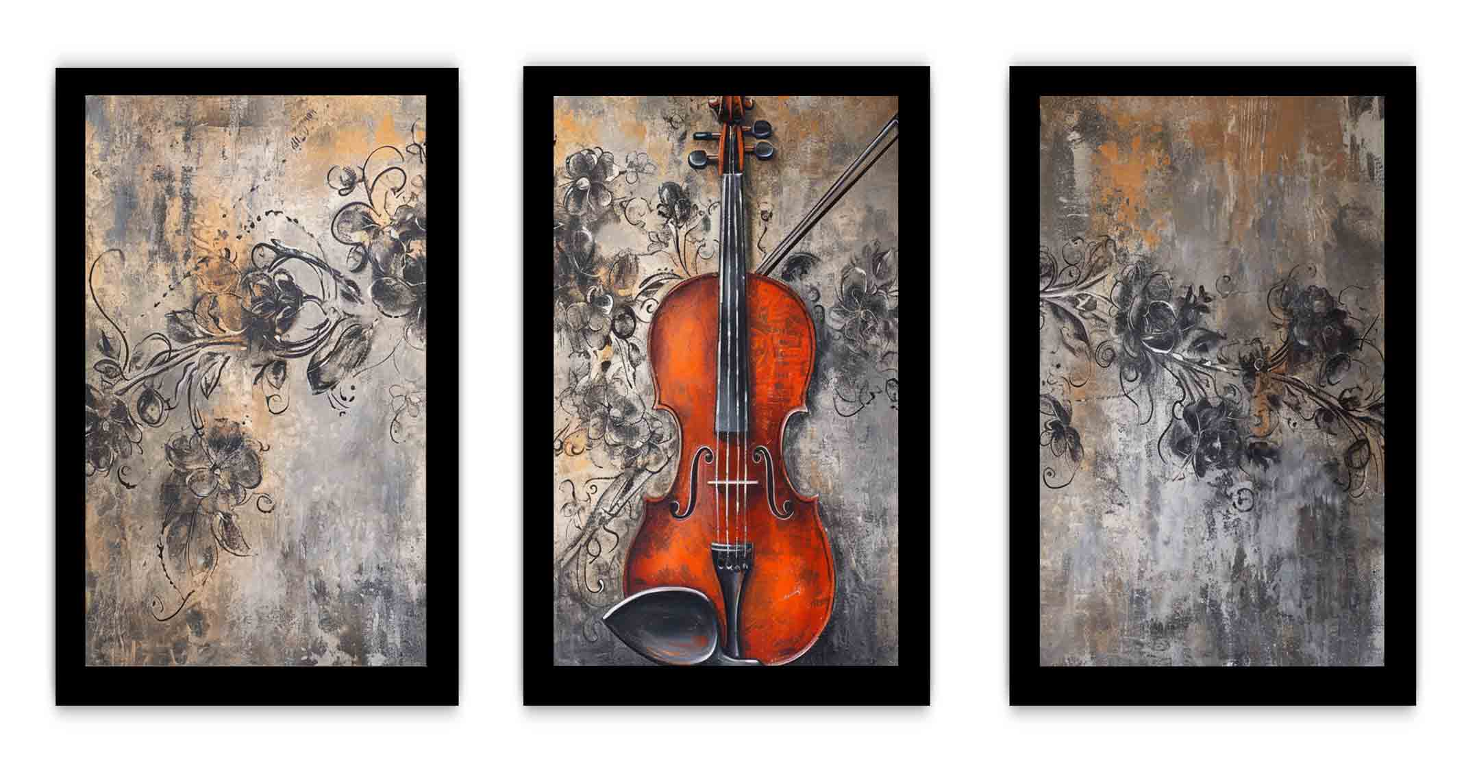 3 Panel Violin Music  Art  Painting