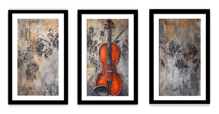 3 Panel Violin Music  Art  Painting