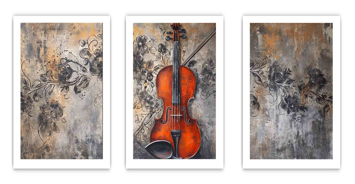3 Panel Violin Music  Art  Painting