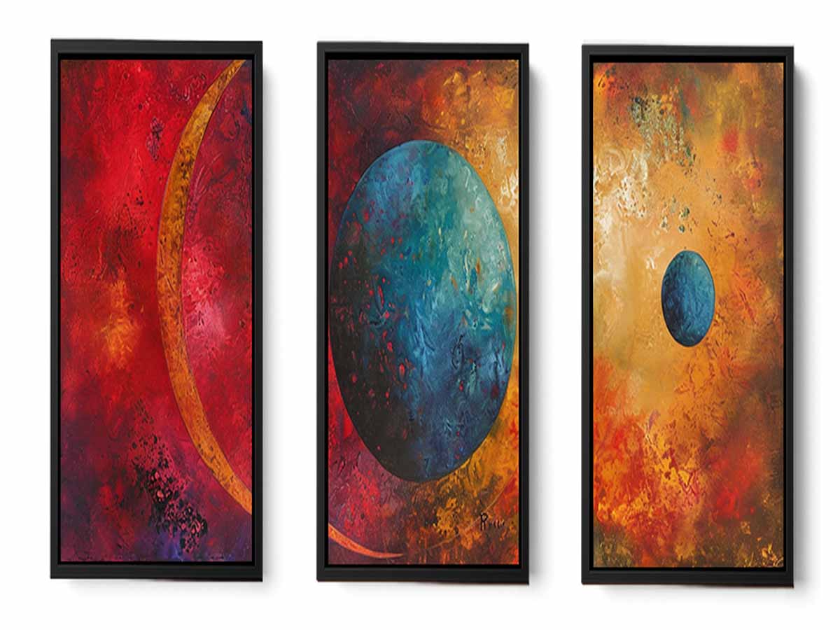3 piece earth moon painting