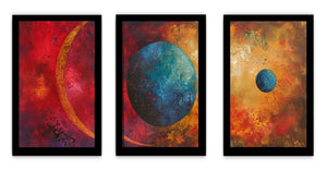 3 piece earth moon painting