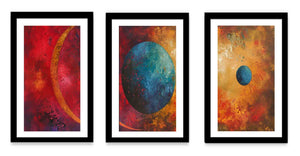 3 piece earth moon painting