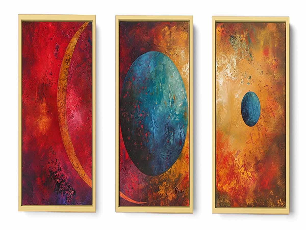 3 piece earth moon painting