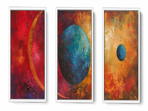 3 piece earth moon painting