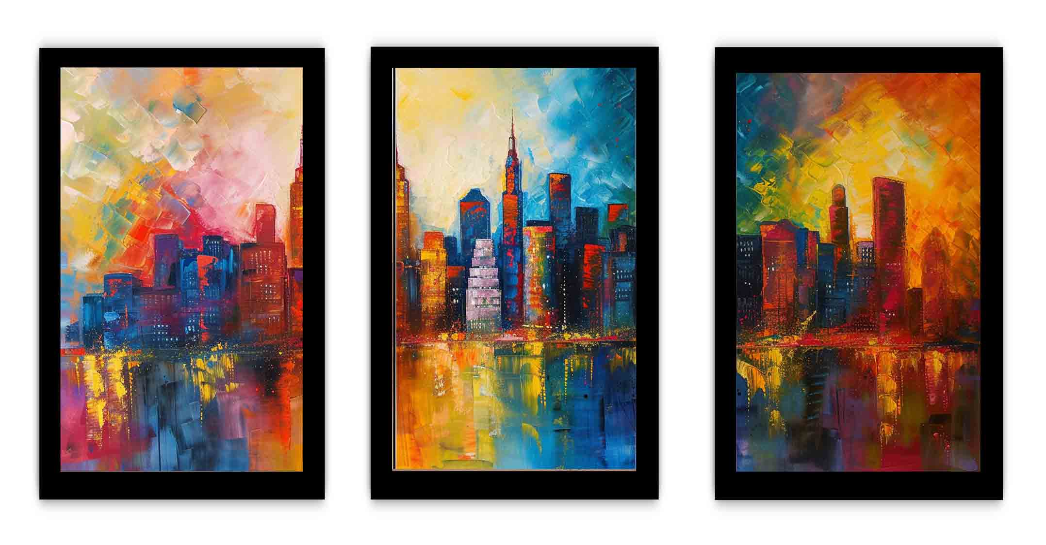 Skyline Painting - 3 Piece Set
