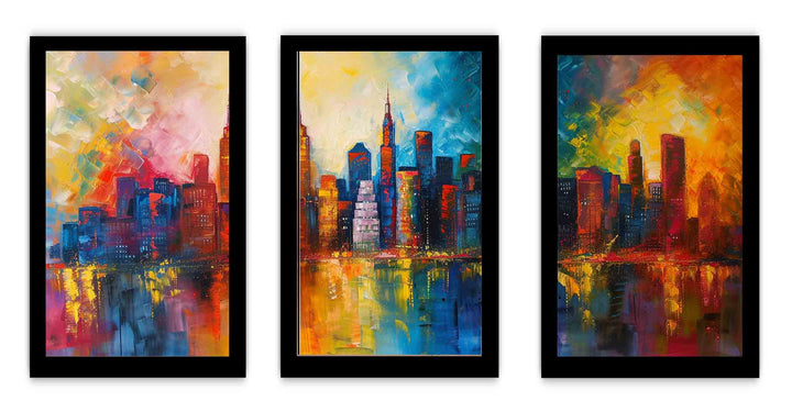Skyline Painting - 3 Piece Set