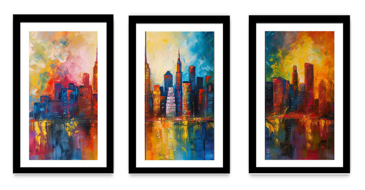 Skyline Painting - 3 Piece Set