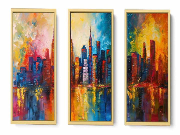 Skyline Painting - 3 Piece Set