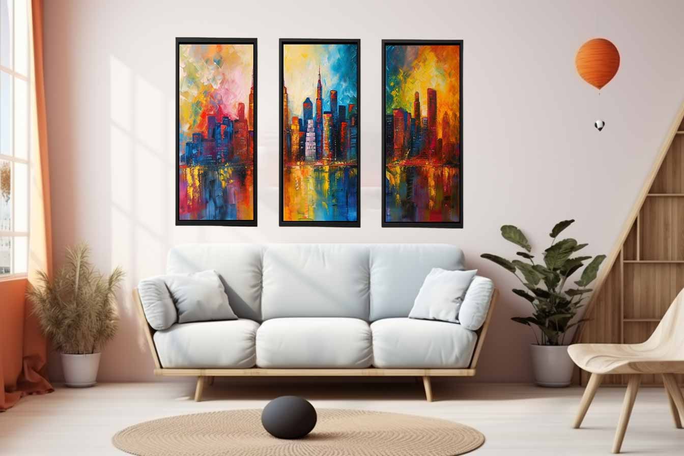 Skyline Painting - 3 Piece Set