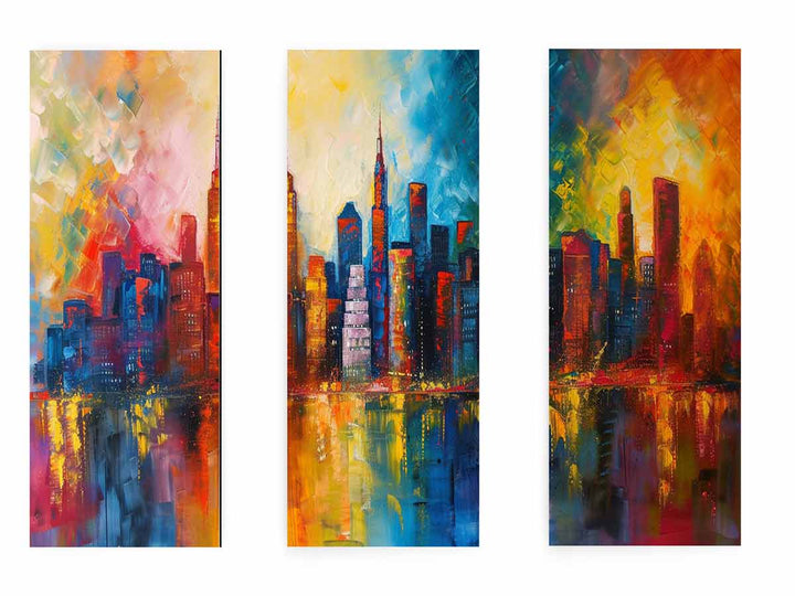 Skyline Painting - 3 Piece Set