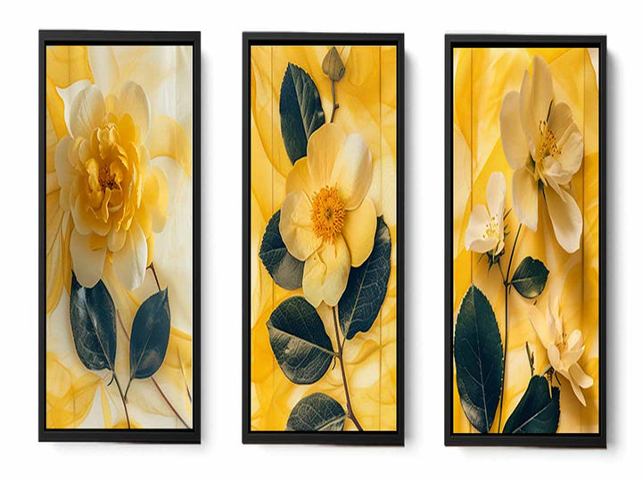 Botanical Yellow Flowers  - 3 Piece Set