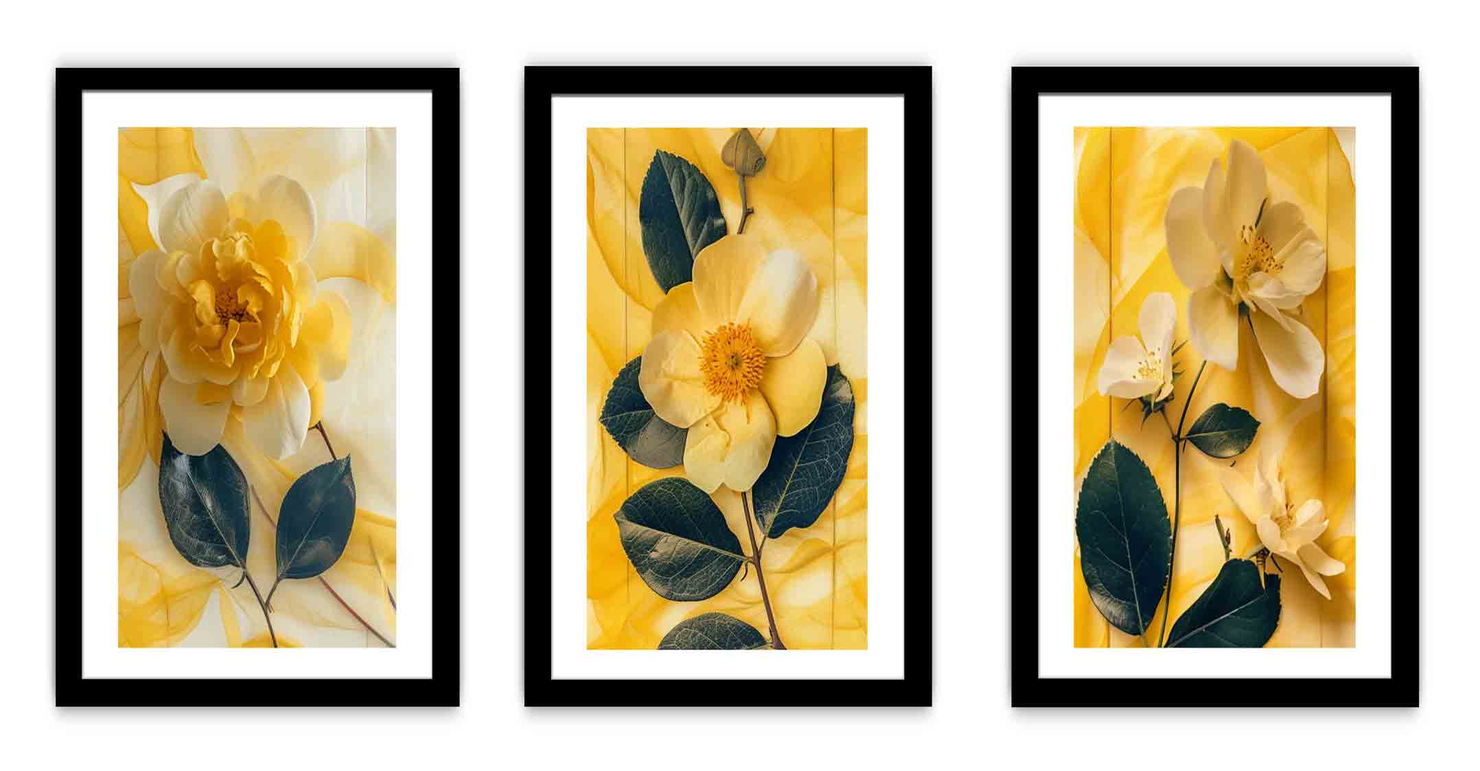 Botanical Yellow Flowers  - 3 Piece Set