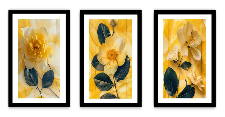 Botanical Yellow Flowers  - 3 Piece Set