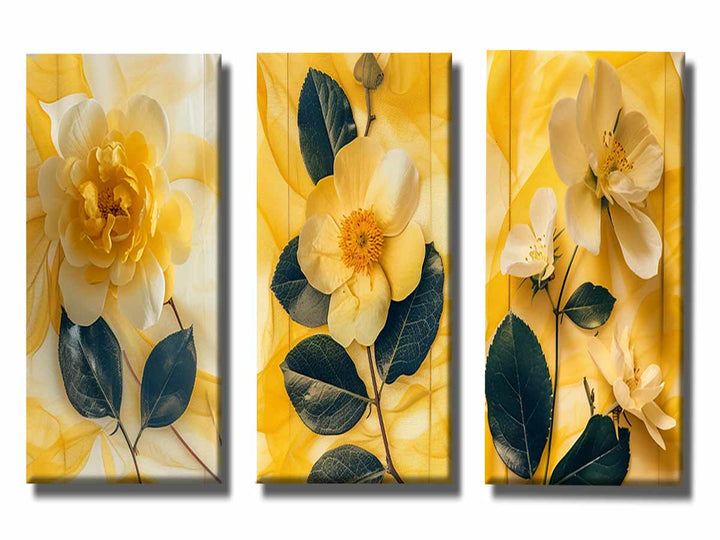 Botanical Yellow Flowers  - 3 Piece Set
