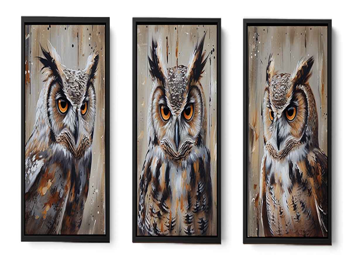 Owl  3 Piece  Art Set