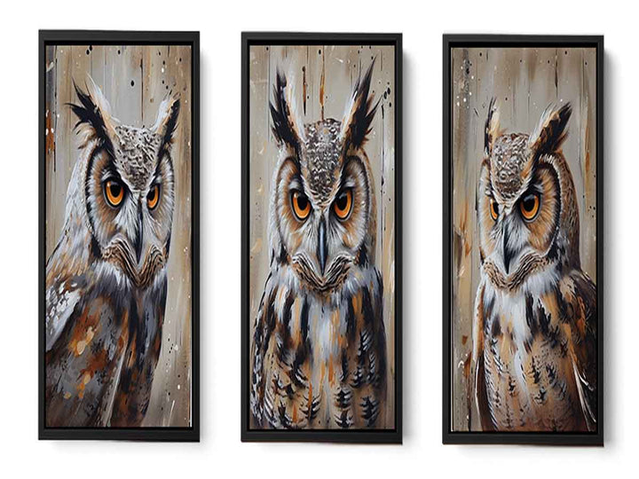 Owl  3 Piece  Art Set