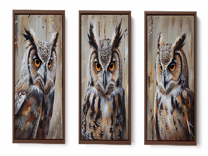 Owl  3 Piece  Art Set