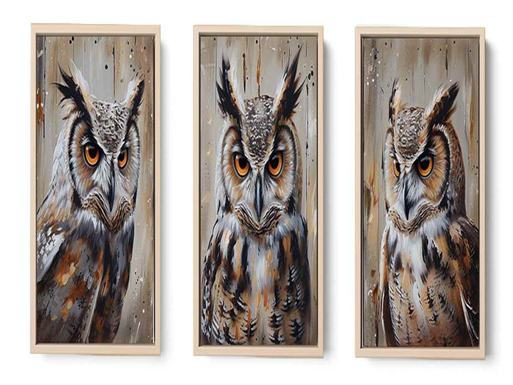 Owl  3 Piece  Art Set