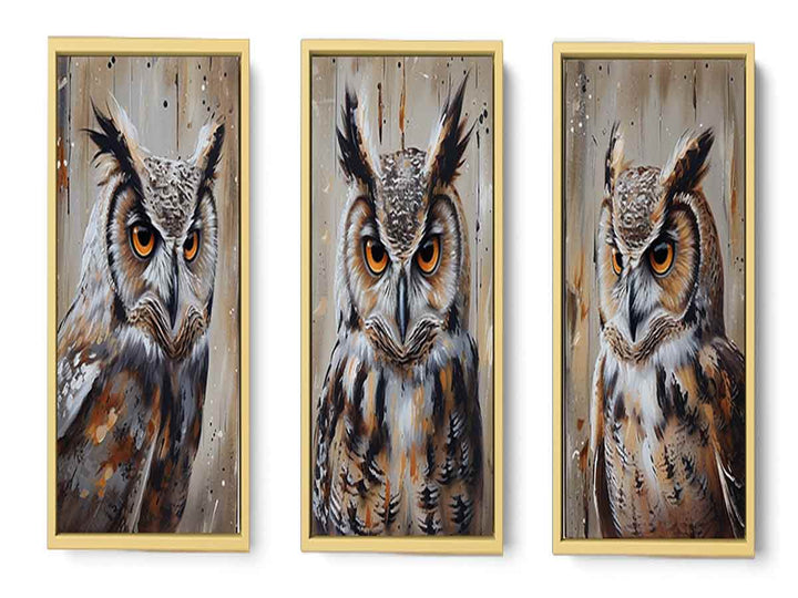 Owl  3 Piece  Art Set