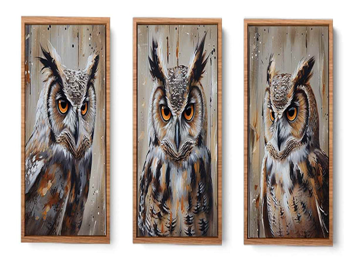 Owl  3 Piece  Art Set