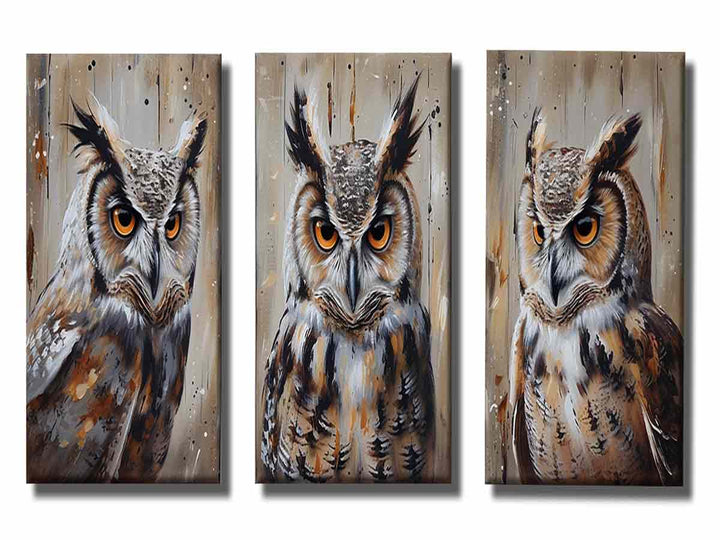 Owl  3 Piece  Art Set