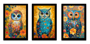 Owl  3 Piece  Art Set
