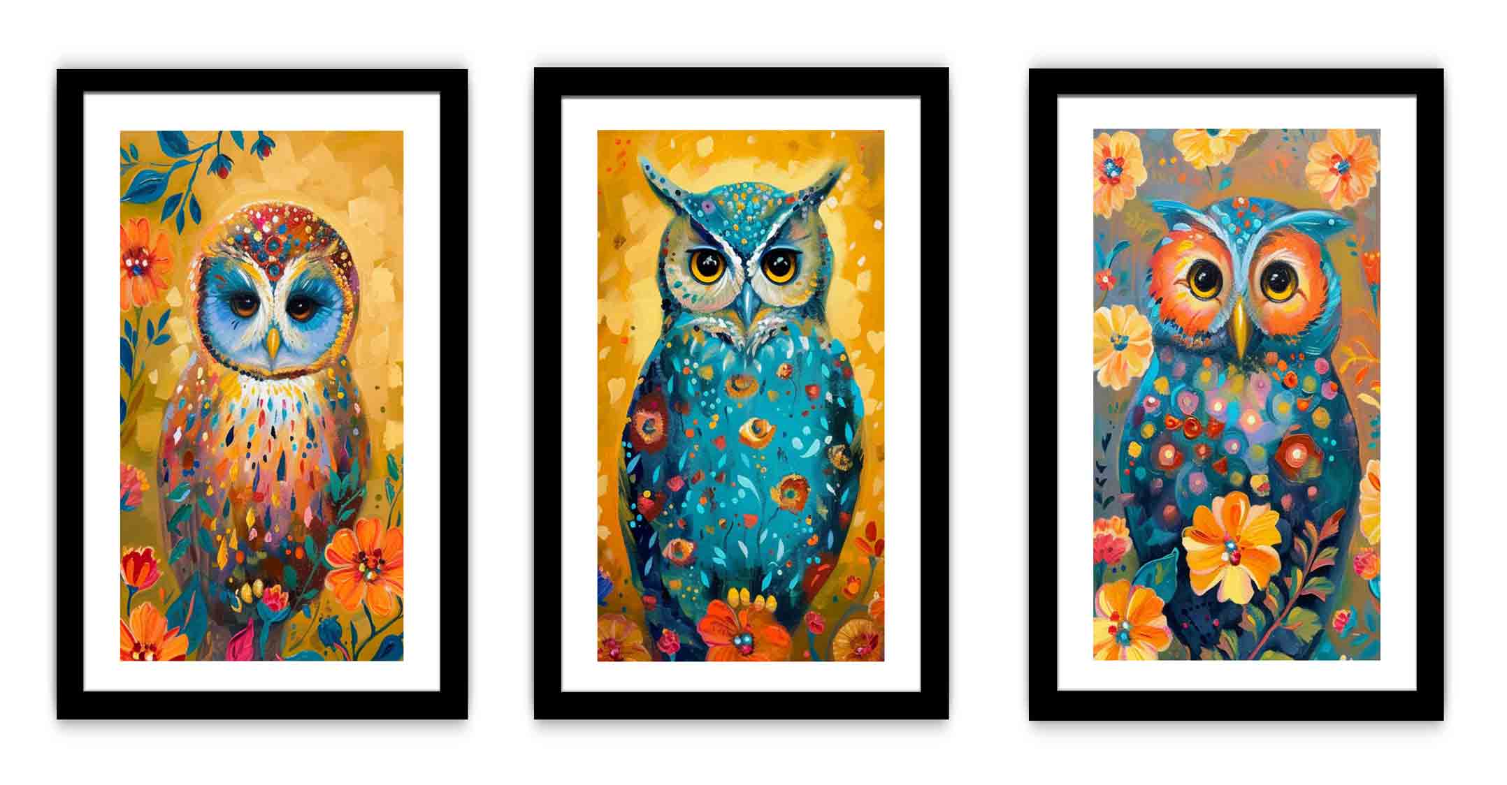 Owl  3 Piece  Art Set