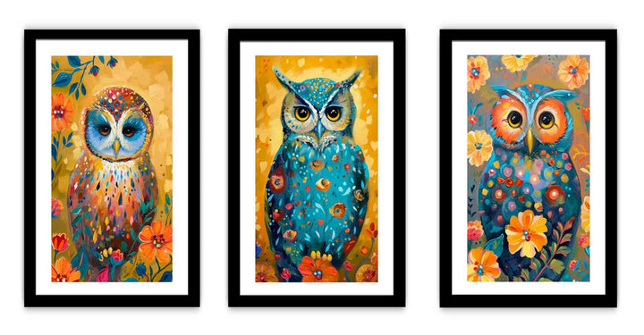 Owl  3 Piece  Art Set