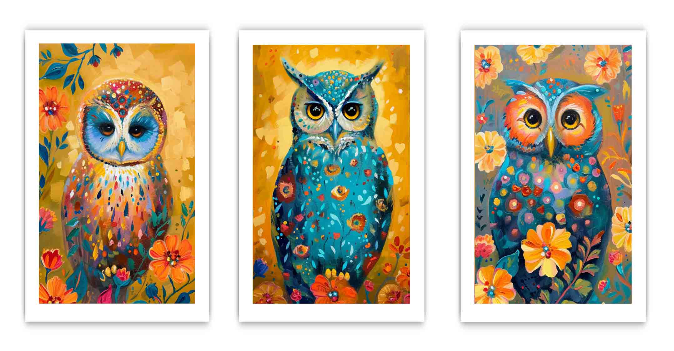 Owl  3 Piece  Art Set