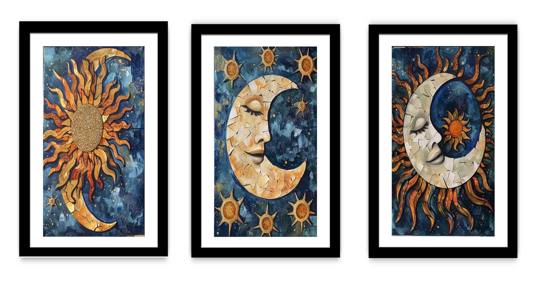 3 Piece Sun & moon Painting  Set
