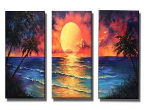 3 Panel  Sunset Wall Art Painting