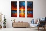 3 Panel Sunset Beach Art  Painting artwork preview