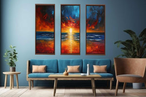 3 Panel Sunset Beach Art  Painting