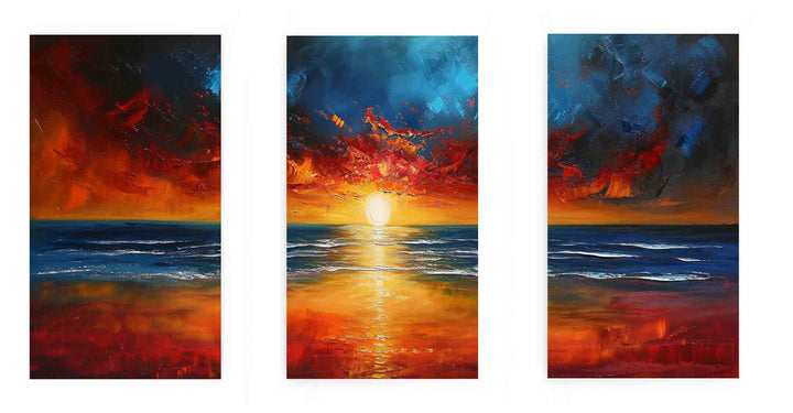 3 Panel Sunset Beach Art  Painting