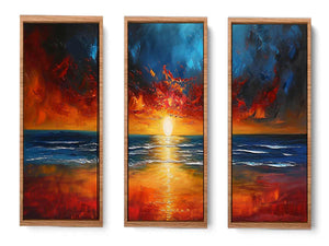 3 Panel Sunset Beach Art  Painting