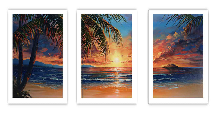 3 Piece Beach Art Painting