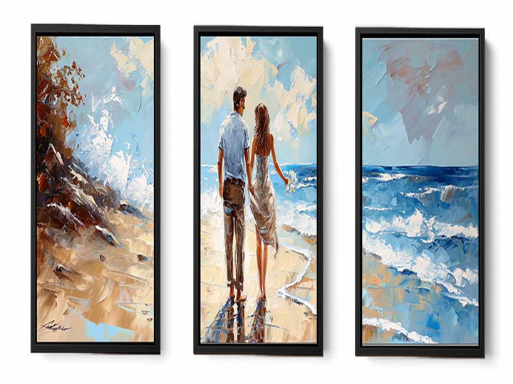 3 Panel Couple  Art  Beach Painting